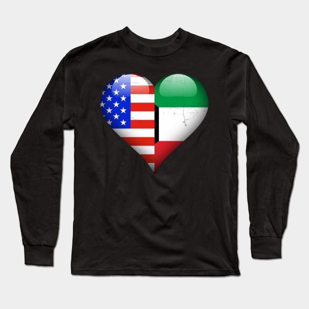 Half American Half Kuwaiti - Gift for Kuwaiti From Kuwait Long Sleeve T-Shirt by Country Flags